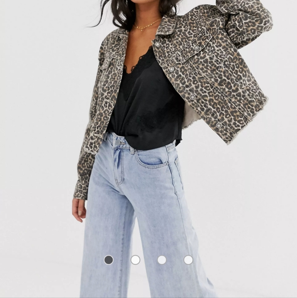 Free People Cheetah Print Denim Jacket